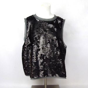 New Who What Wear Gray Sequin Sleeveless Blouse